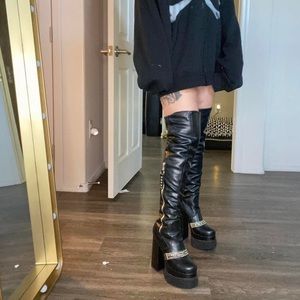 Lamoda knee high chained platforms